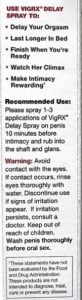 vigrx delay spray box label
